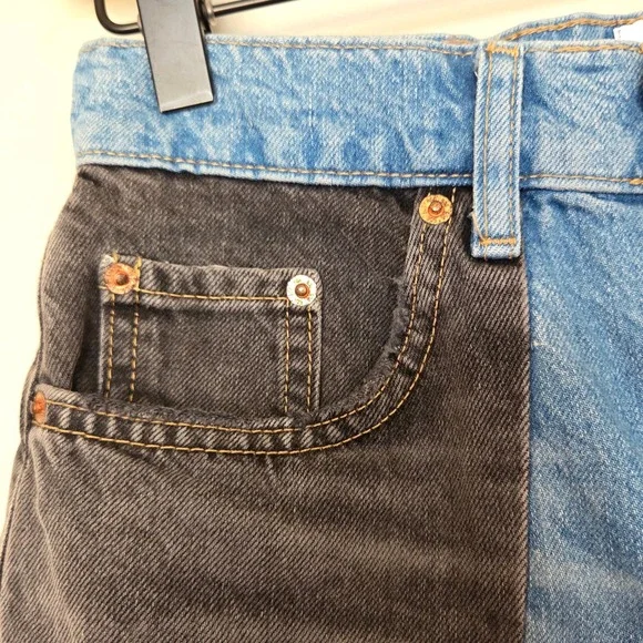 BDG Urban Outfitters Distressed Colorblock Denim Shorts Size 26  Organic Cotton - Picture 9 of 12